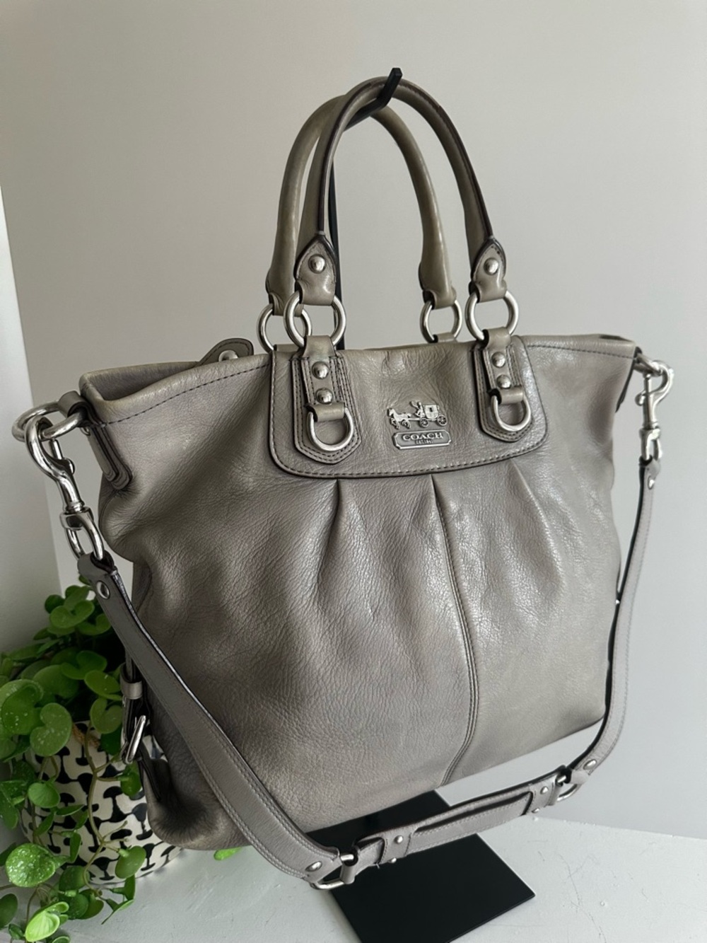 Coach Gray Madison Juliette Leather Satchel Bag